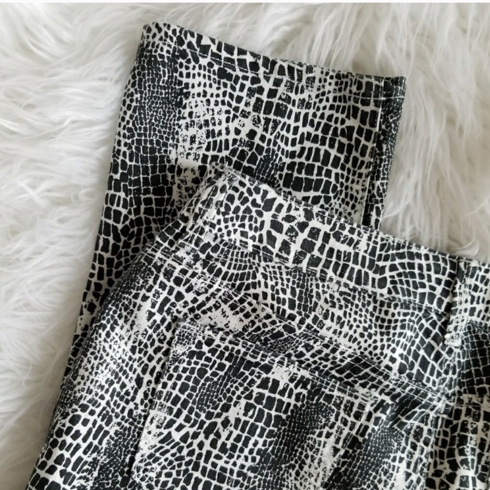 White and Black Chico’s Snakeskin Print Jeans